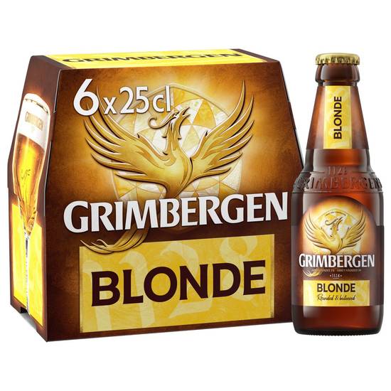 Bière blonde d'abbaye GRIMBERGEN - le pack de 6 bouteilles de 25cL