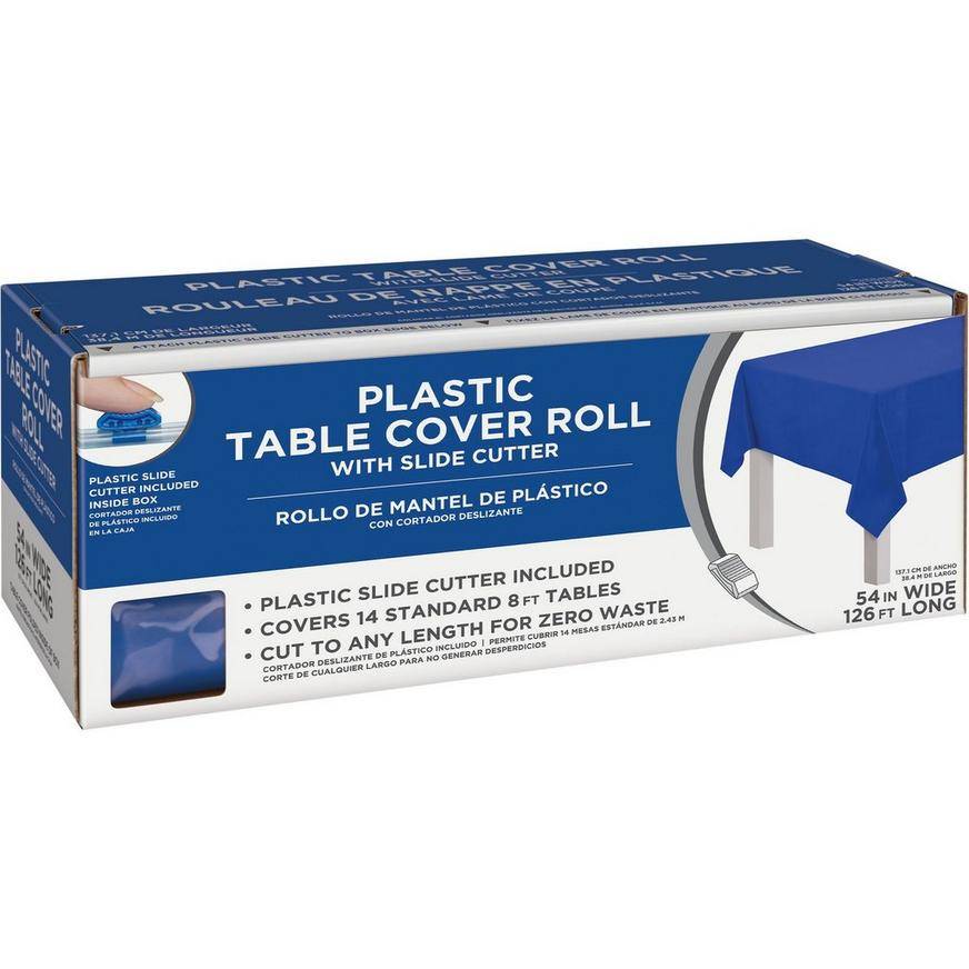 Party City Plastic Table Cover Roll With Slide Cutter (unisex/ 54in x 126ft/royal blue)