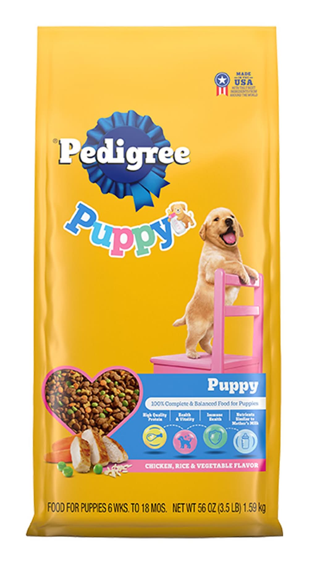 Pedigree® Growth & Protection Puppy Dry Dog Food - Healthy Development, Chicken & Vegetables (Flavor: Chicken, Color: Assorted, Size: 3.5 Lb)