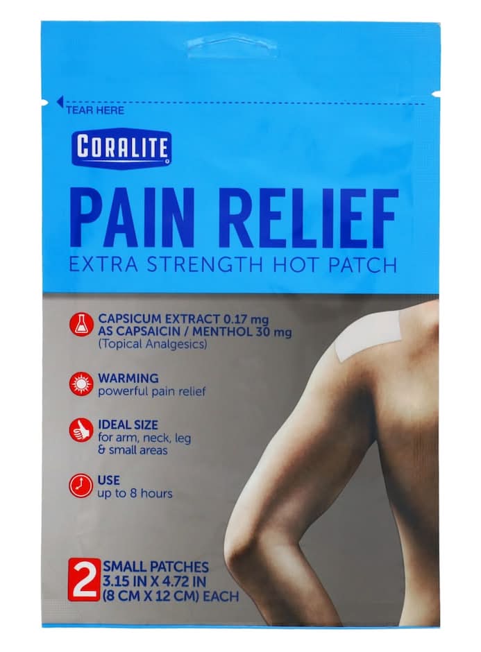 Coralite Pain Relief Extra Strength Hot Patches, 3.15x4.72 in (2 ct)