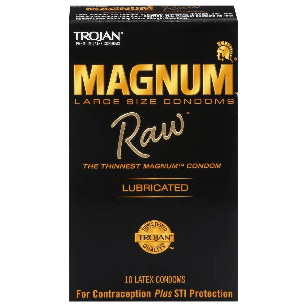 Trojan Magnum Raw Lubricated Premium Latex Condoms, Large