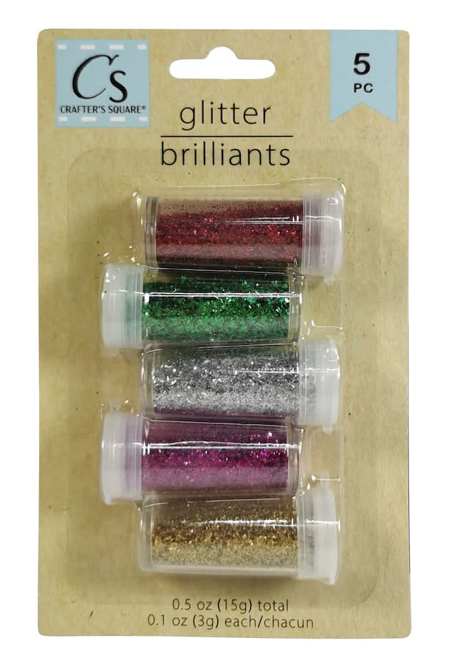 Crafters Square Brillants Fine Glitter Shakers, Assorted (5 x 0.1 oz)