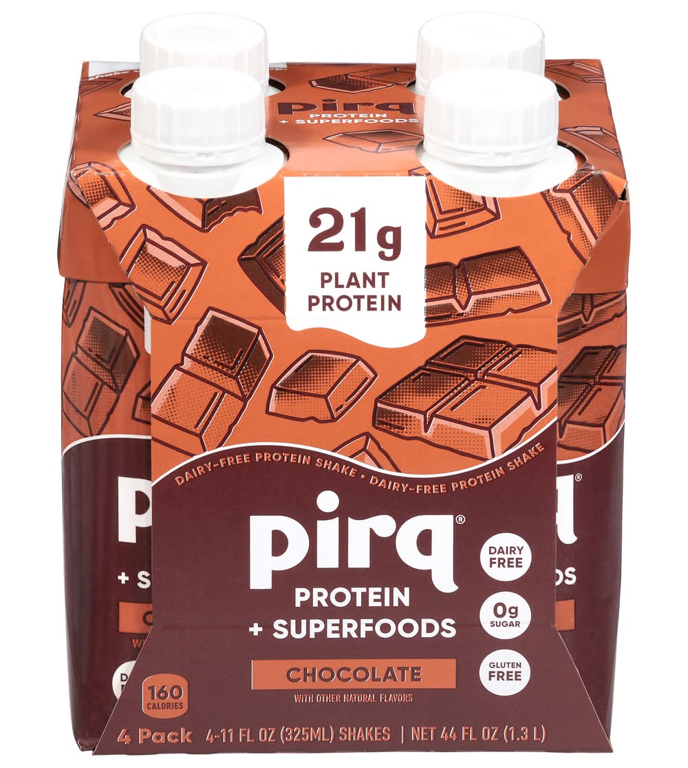 Pirq Plant-Based Decadent Chocolate Protein Shake (4 x 11 fl oz)
