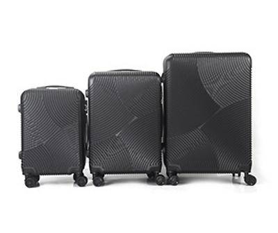 Black 28" Layered Curve Ridged Lucy Hardside Spinner Suitcase