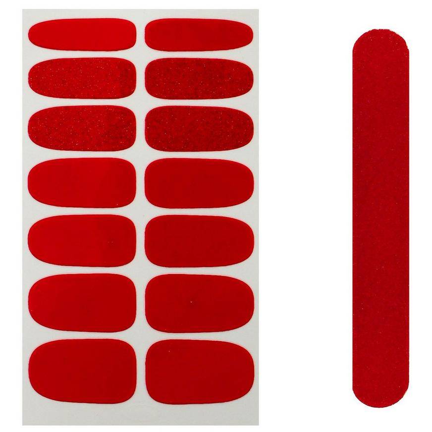Red Nail Stickers File Set, 15pc