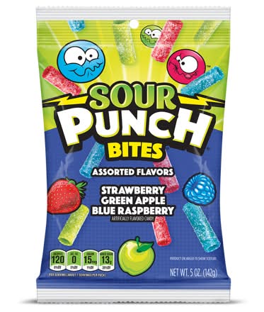 Sour Punch Bites, Assorted Flavors Chewy Candy, 5oz Bag