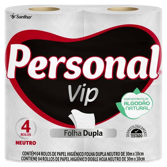 Personal papel higiênico folha dupla vip (4 un)
