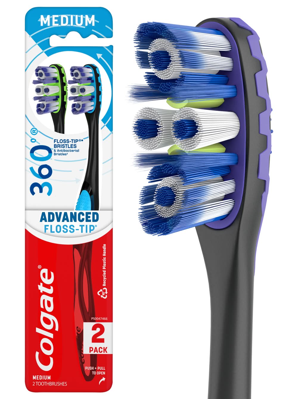 Colgate Medium 360 Advanced Floss Tip Toothbrush (1 oz, 2 ct)