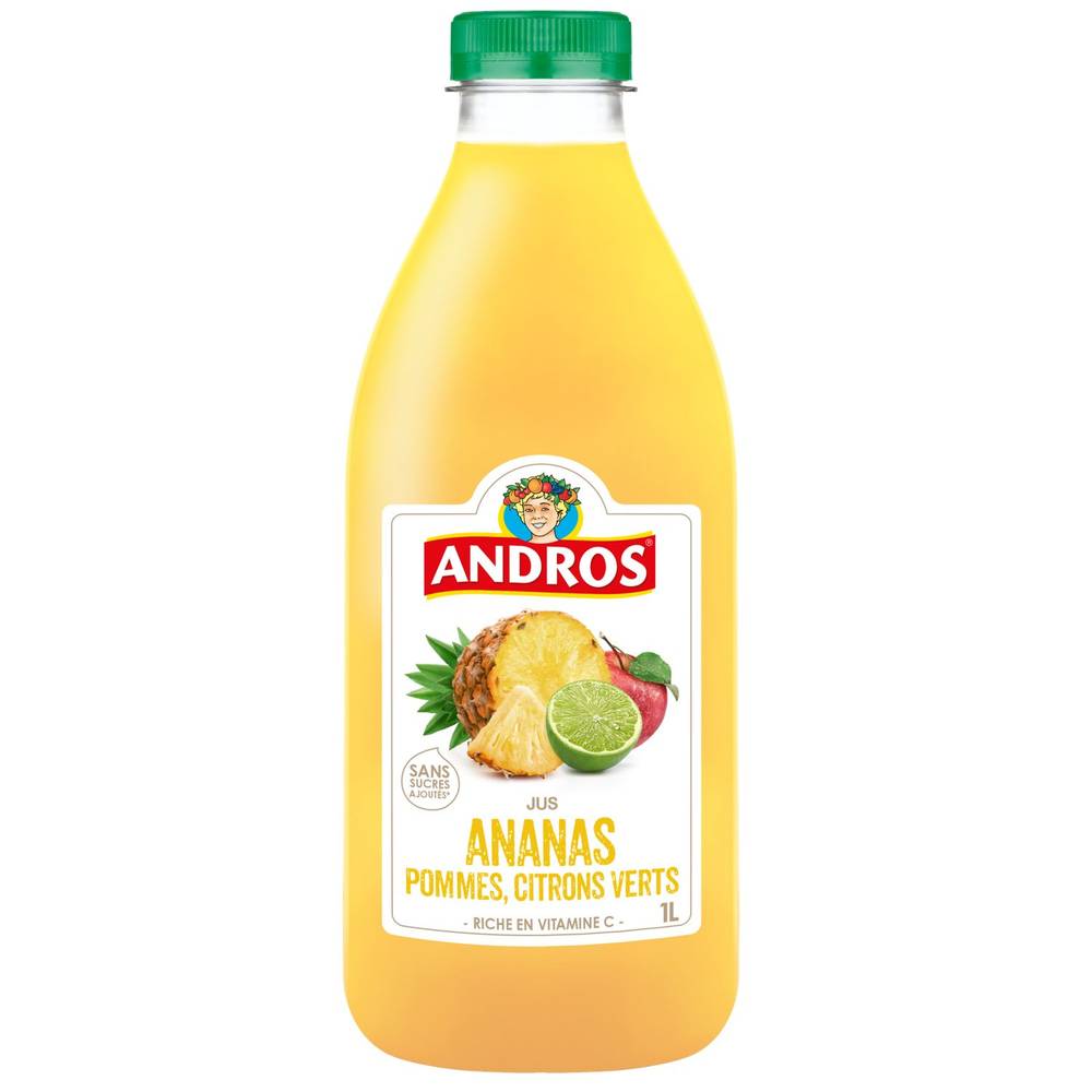 Andros - Jus d'ananas, pommes et citrons verts sans sucres ajoutés (1L)