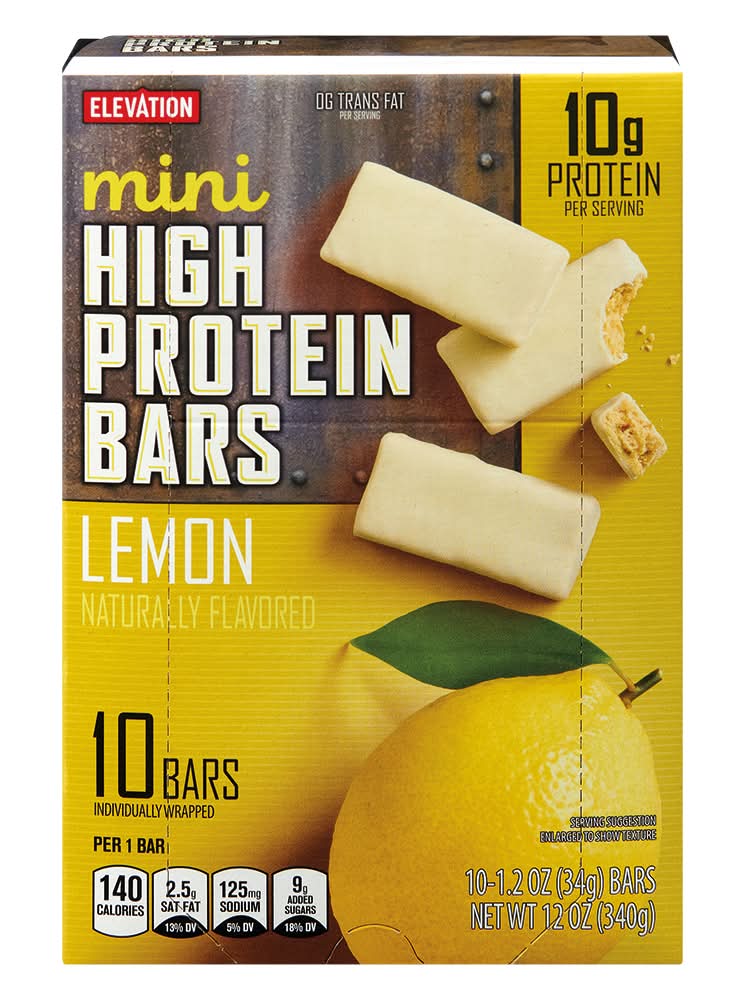 Elevation High Protein Bars, Lemon (10 x 1.2 oz)