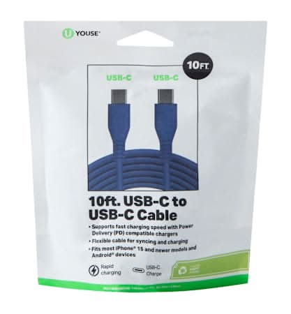 10ft USB-C To USB-C Cable Dark Purple