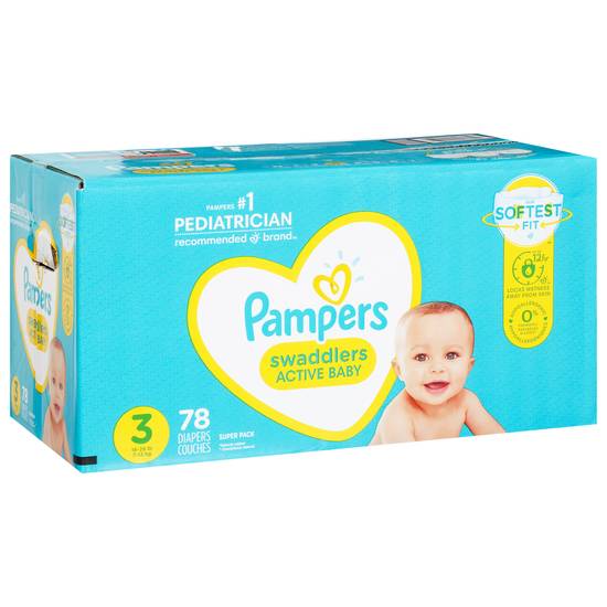 Pampers Swaddlers Active Baby Size 3 Baby Diapers (70 ct)