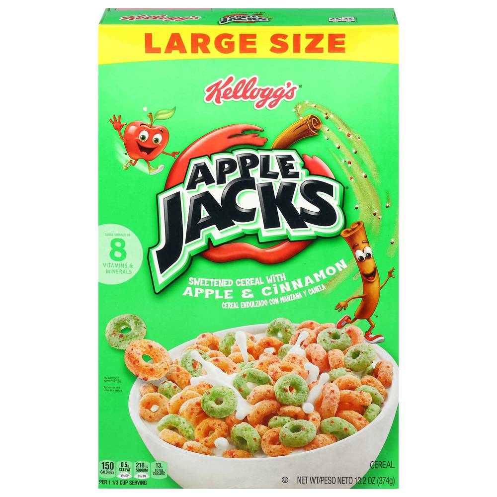 Kellogg's Apple Jacks Large Size Cereal, Apple - Cinnamon (13.2 oz)