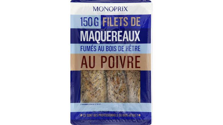 Monoprix Filets de maquereaux fumés au bois de hêtre au poivre La barquette de 150g