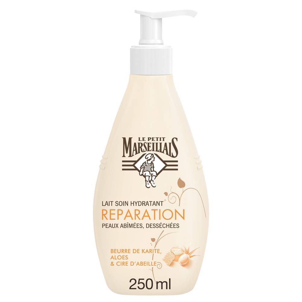 Le Petit Marseillais - Lait réparation peaux abimées desséchées karitée et aloes cire abeille (250 ml)