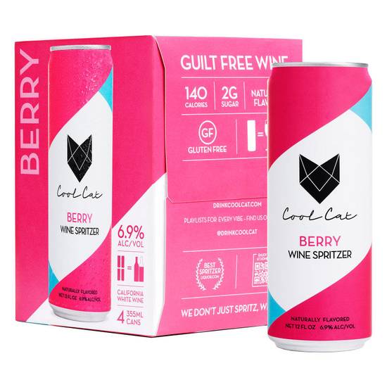 Cool Cat Berry Wine Spritzer 4pk 355ml Can 6.9% ABV