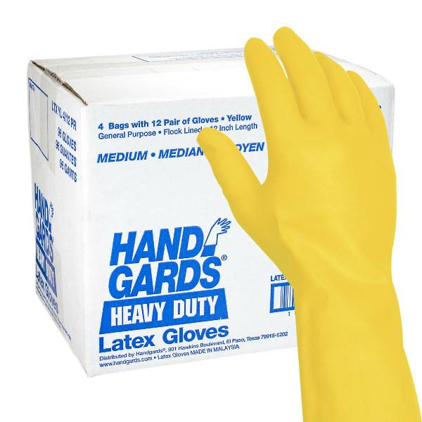 Handgards All Purpose Gloves Latex, Medium, Yellow (48 ct)