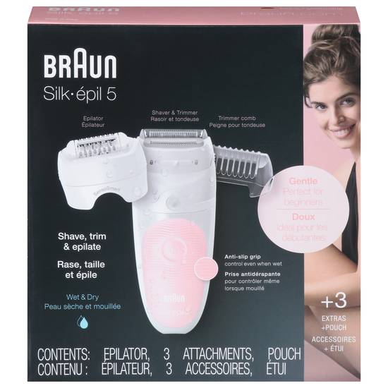 Braun Silk-Epil 5 5-620 Epilator For Women For Gentle Hair Removal (white/pink)