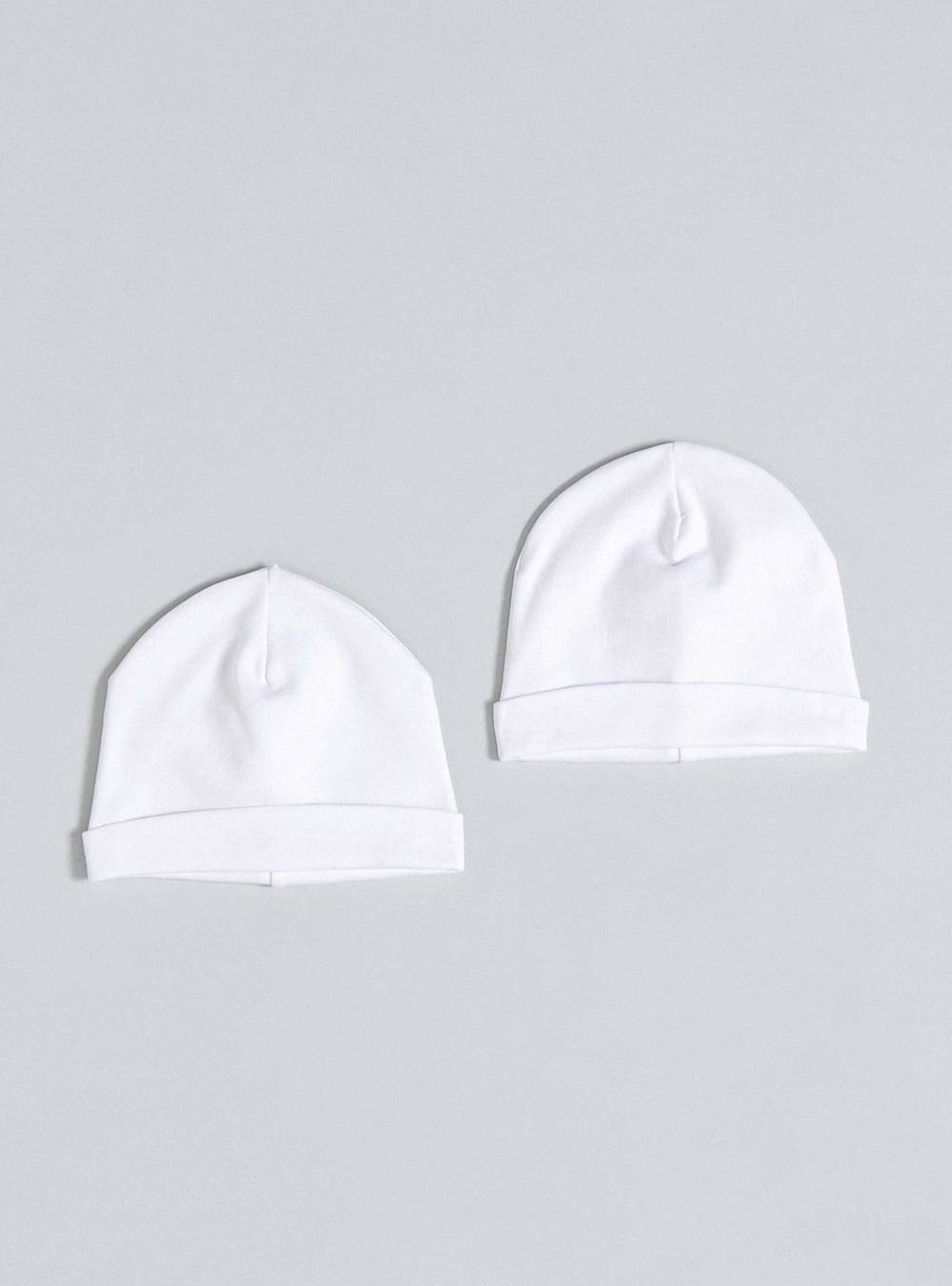 Opaline pack gorro print liso (2 un) (rn/blanco)