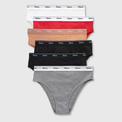 Hanes Breathable Stretch Cotton Hi Cut Underwear, Women, M, Assorted (6 ct)