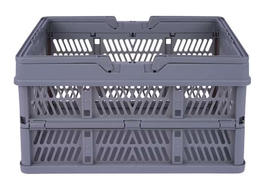 Grey Collapsible Plastic Storage Crate By Simply Tidy
