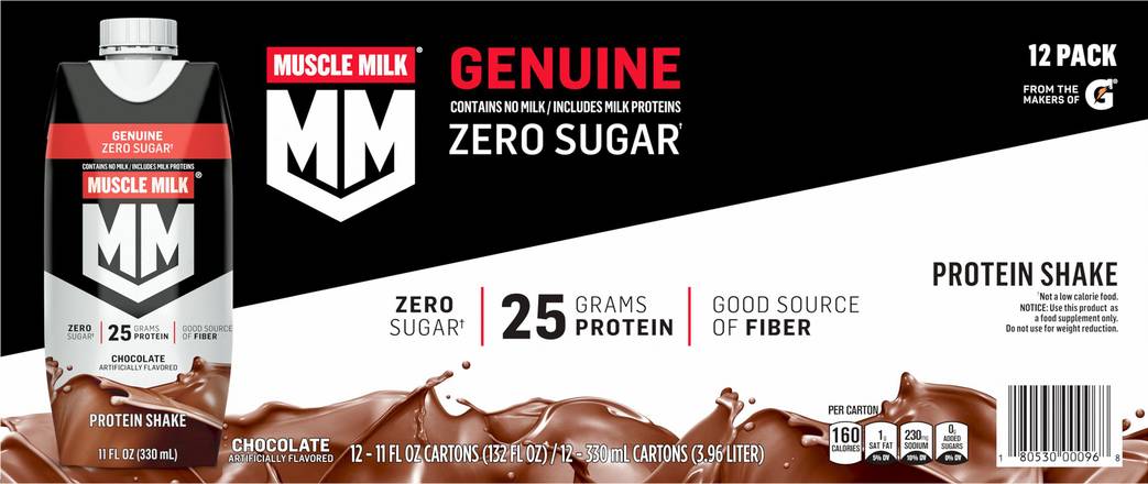 Muscle Milk Genuine Non-Dairy Protein Shake (12 ct, 11 fl oz) (chocolate)