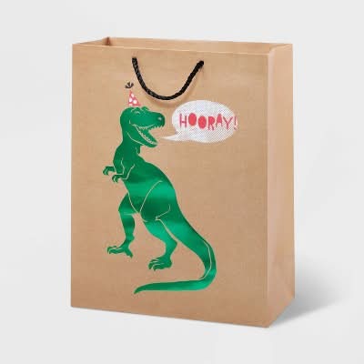 Spritz Dinosaur Birthday Gift Bag, M, Assorted