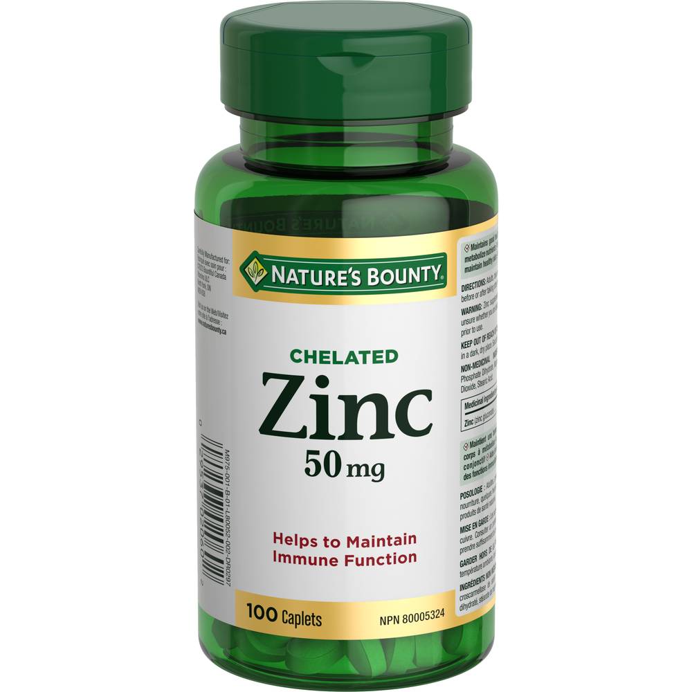 Nature's Bounty Chelated Zinc Caplets 50 mg (100 g)