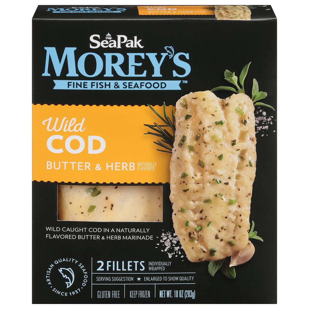 SeaPak Morey's Butter & Herb Wild Cod Fillets (10 oz)