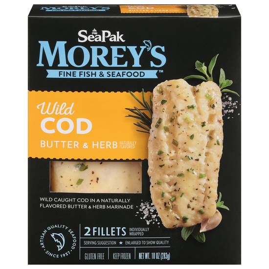 Seapak Morey's Butter & Herb Wild Cod Fillets (2 x 5 oz)