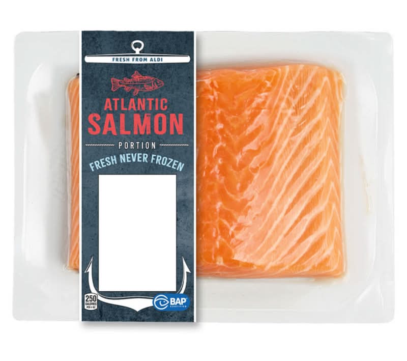 Fresh Never Frozen Atlantic Salmon Portion, per lb