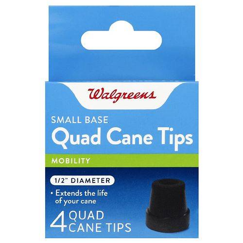 Walgreens Small Base Quad Cane Tips 1/2 Inch Diameter - 4.0 ea