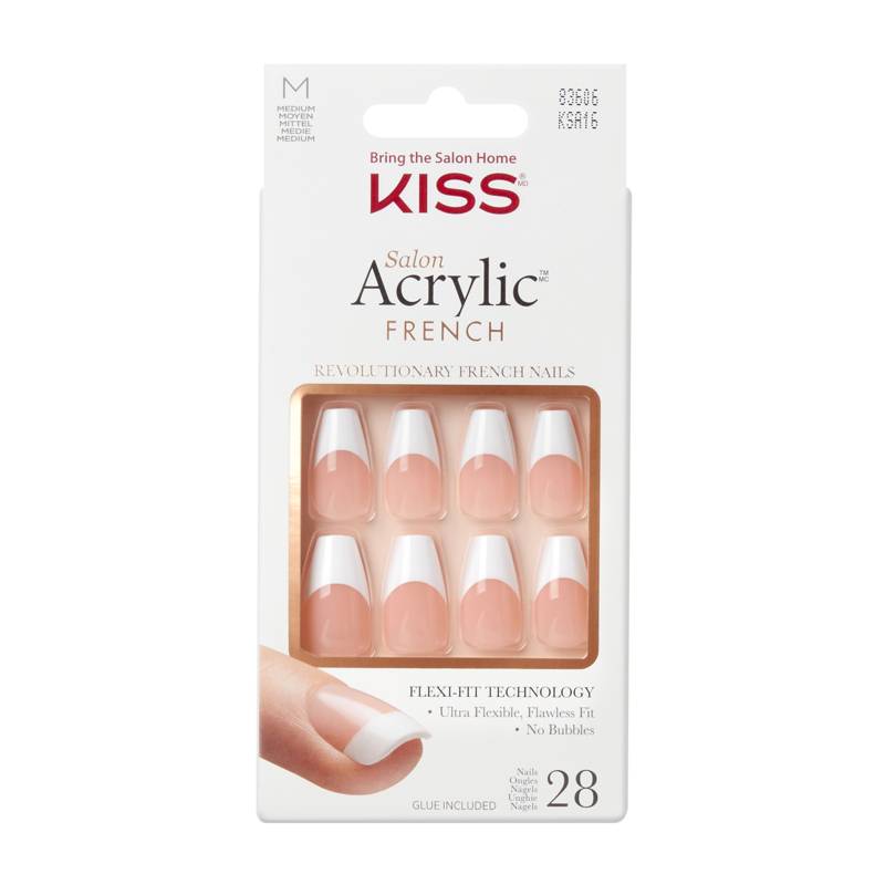 Kiss Salon Acrylic French nails-Je T'aime 28s