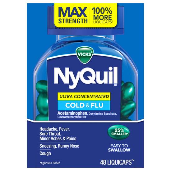 Vicks Nyquil Ultra Concentrated Cold & Flu Liquicaps (48 ct)