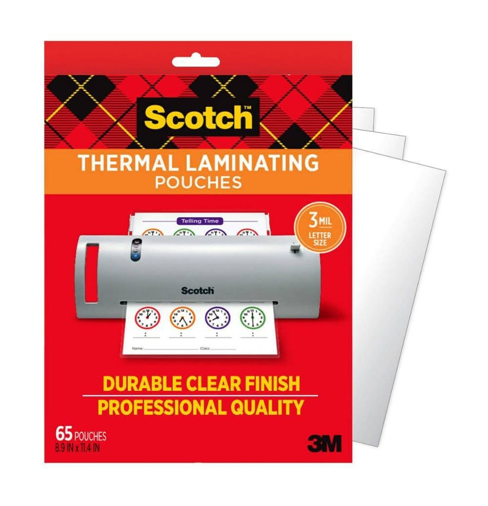 Scotch Thermal Laminating Pouches, 9x11 in (65 ct)