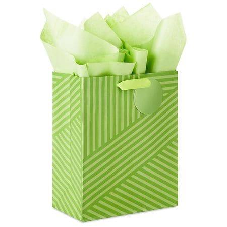 Hallmark Gift Bag With Green Stripes Medium Tissue Paper