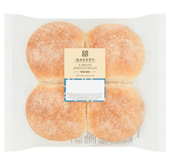 Co-op Bakery White Scotch Rolls (4 pack)