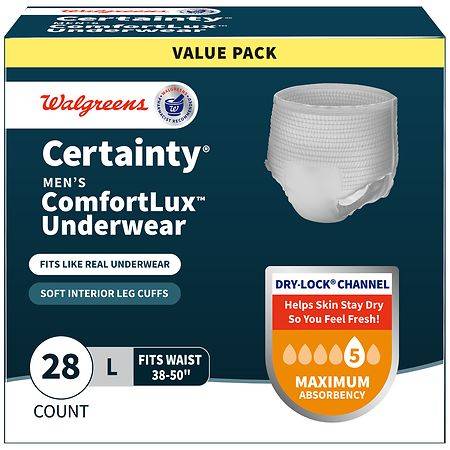 Walgreens Certainty Men's Comfortlux Underwear Large