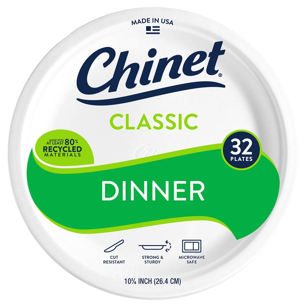 Chinet 10.3" Classic White Dinner Plates (32 ct)