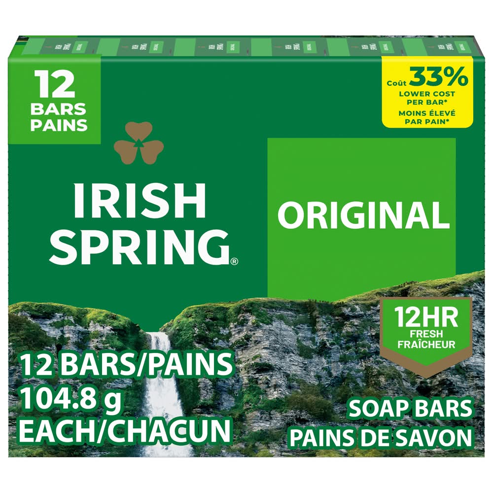 Irish Spring Original Deodorant Soap Bars (12 x 3.7 oz)