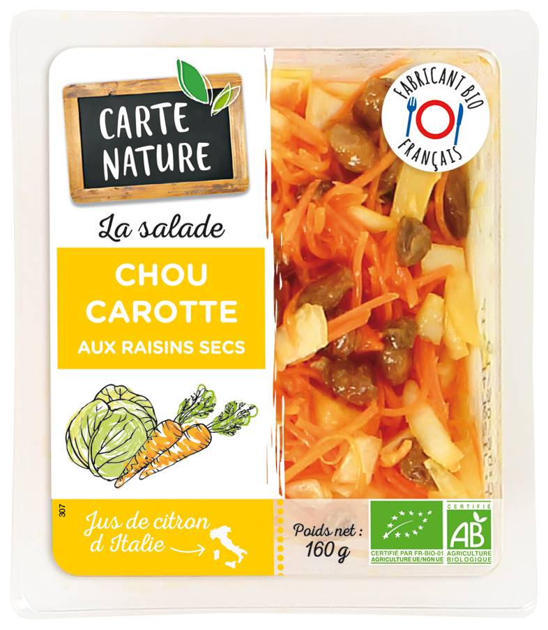 Carte Nature - Salade chou carotte aux raisins secs bio (160g)