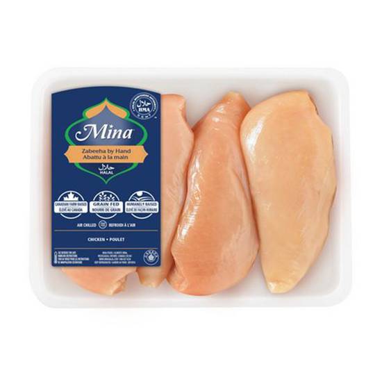 Mina poitrines de poulet d soss es sans peau halal de mina (poitrines de poulet) - halal boneless skinless chicken breast (4 units)