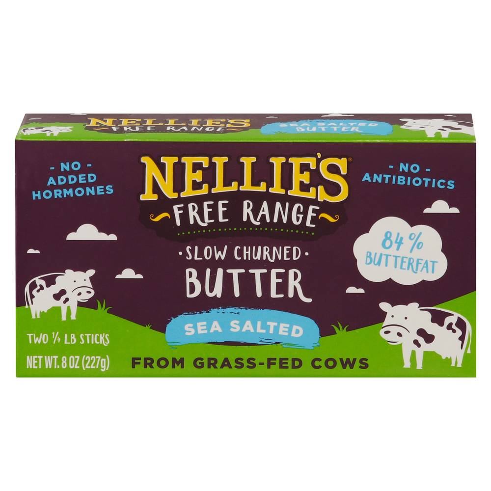 Nellie's Free Range Slow Churned Butter, Sea Salted (8 oz, 2 ct)