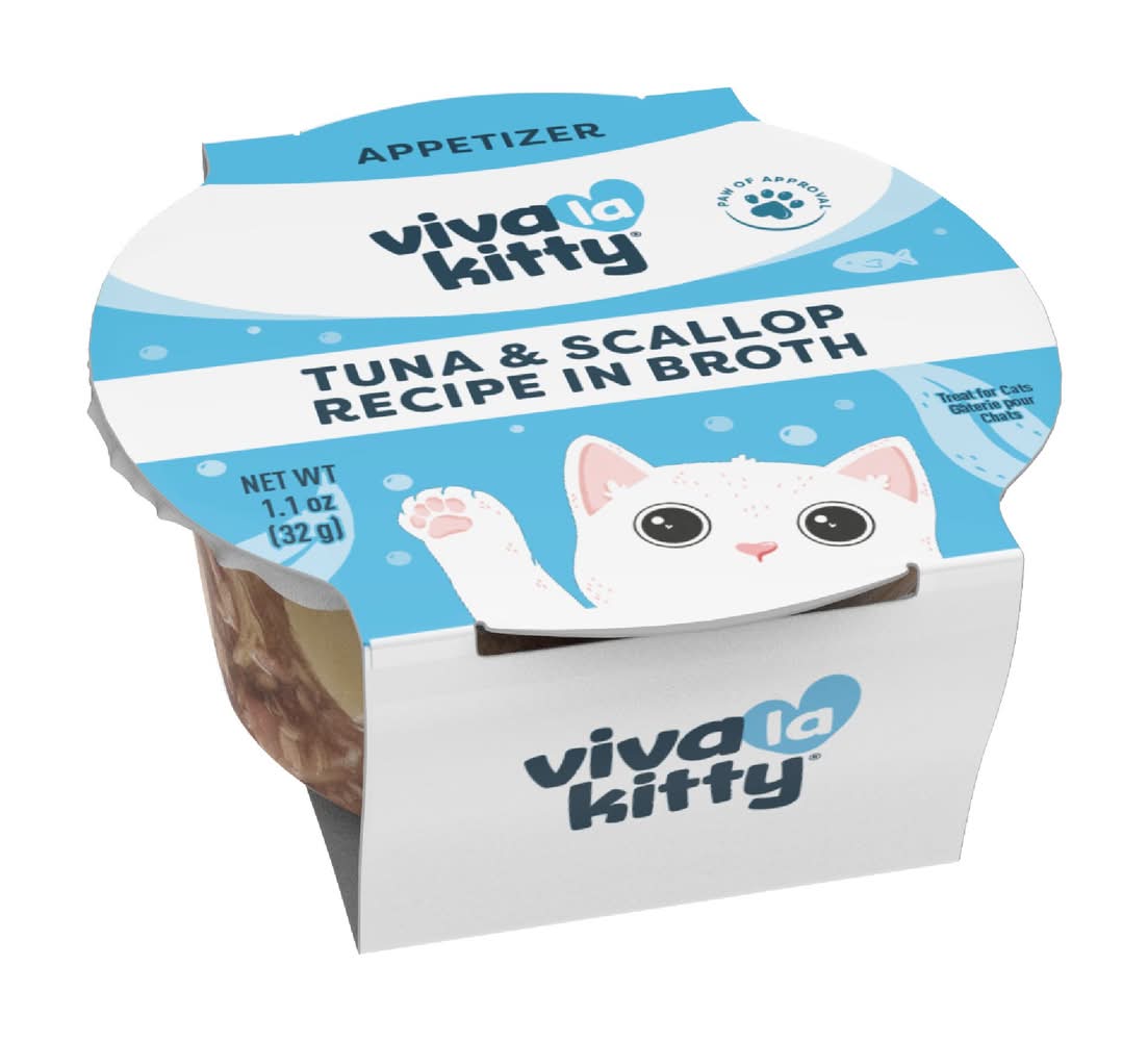 Viva La Kitty® Appetizer Cat Treat - Grain Free, High Protein, 1.1 Oz (Flavor: Tuna & Scallop, Size: 1.1 Oz)