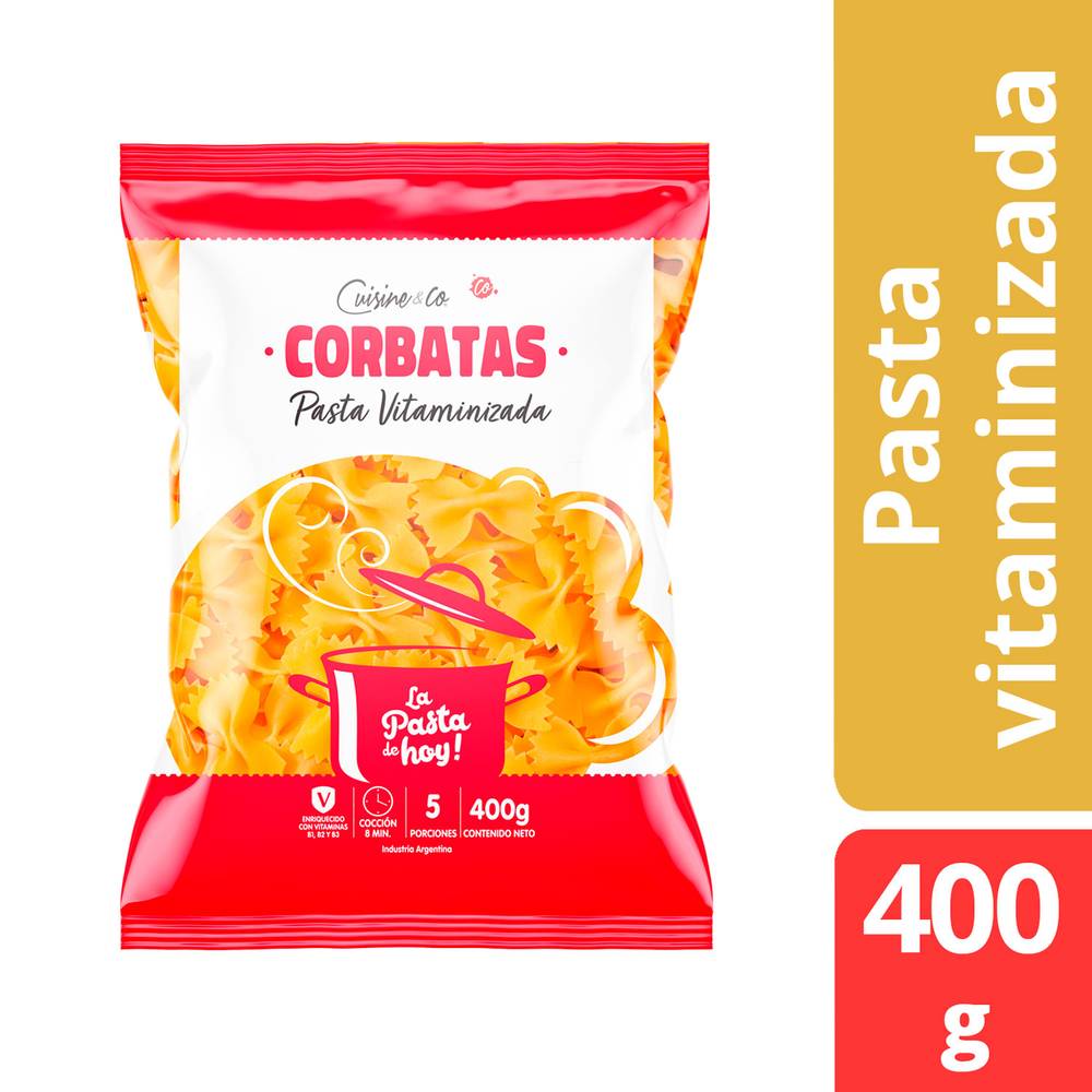 Cuisine & co pasta vitaminizada corbatas (bolsa 400 g)