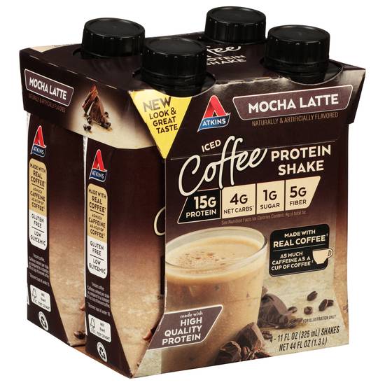 Atkins Iced Coffee Mocha Latte Protein Shakes (4 ct, 11 fl oz)