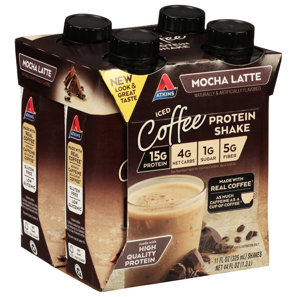 Atkins Iced Coffee Mocha Latte Protein Shakes (4 x 11 fl oz)