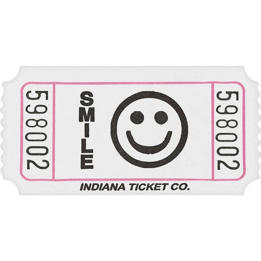 Party City White Smiley Single Roll Tickets (white)