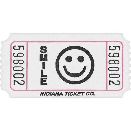 White Smiley Double Roll Tickets, 1000ct