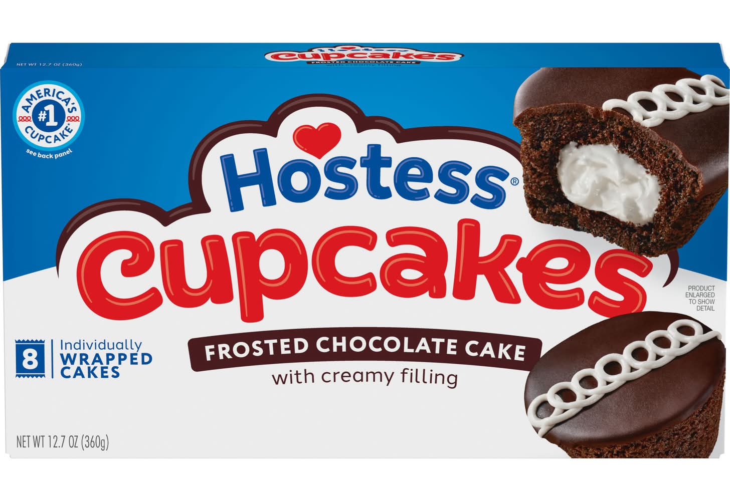 Hostess Frosted Cupcakes With Creamy Filling, Chocolate (12.7 oz, 8 ct)